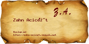 Zahn Acicét névjegykártya